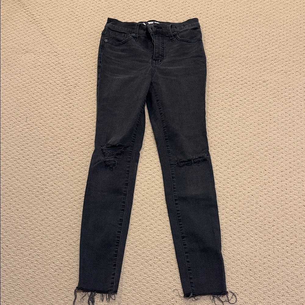 Madewell Charcoal Distressed Skinny Jeans